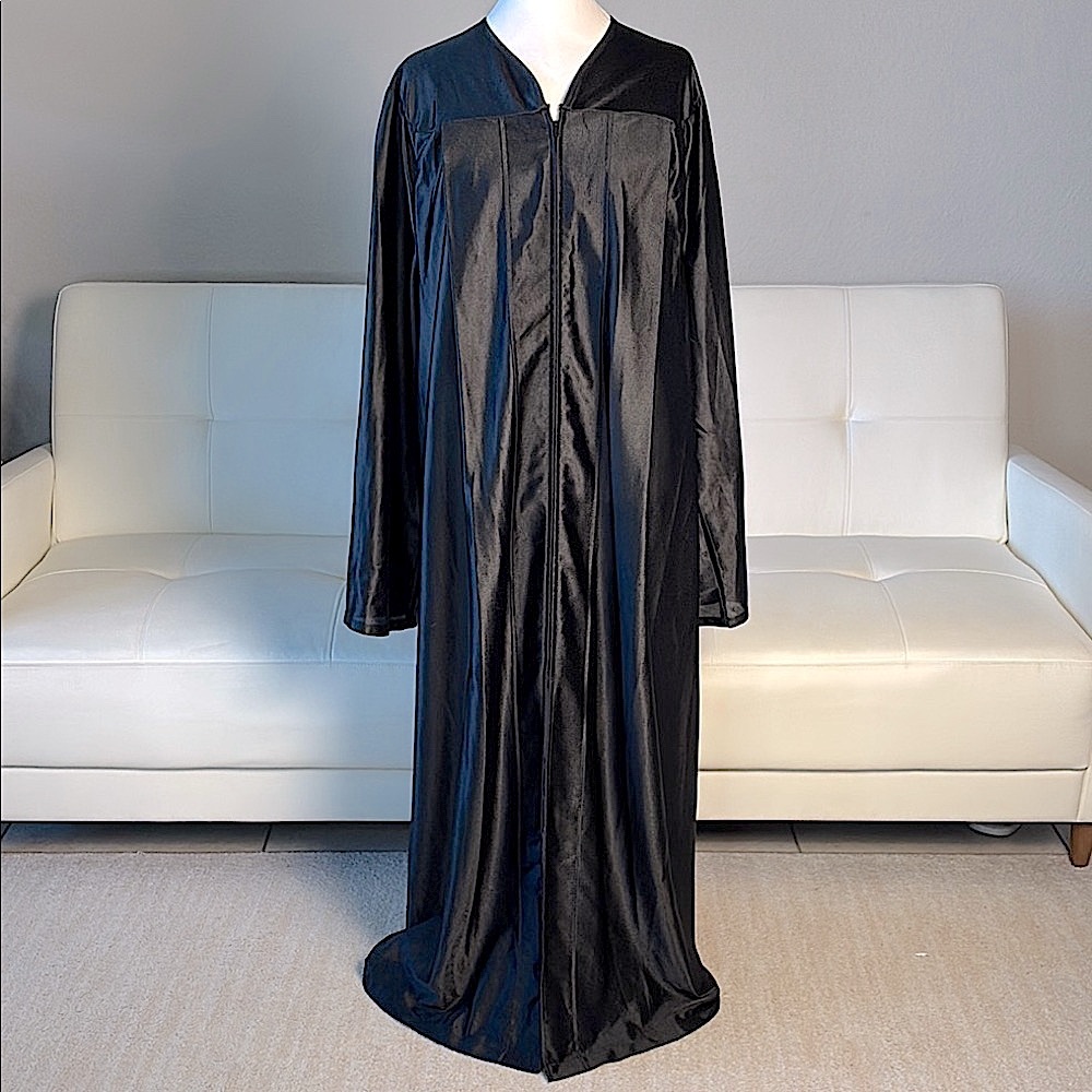 Unisex Glossy Black Graduation Gown